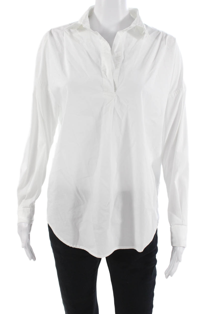 Magaschoni Womens Basic Collared Long Sleeve Whit… - image 1