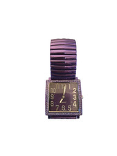 Women's Purple Quartz Watch Rhinestone Bezel Square Dial Stretch Band