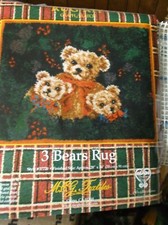 RARE LATCH N GRAPH CHRISTMAS 3 BEARS RUG LATCH HOOK KIT 28" X 36" MCG TEXTILES