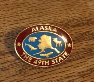 Alaska the 49th state Souvenir Pin Pinback Alaska  