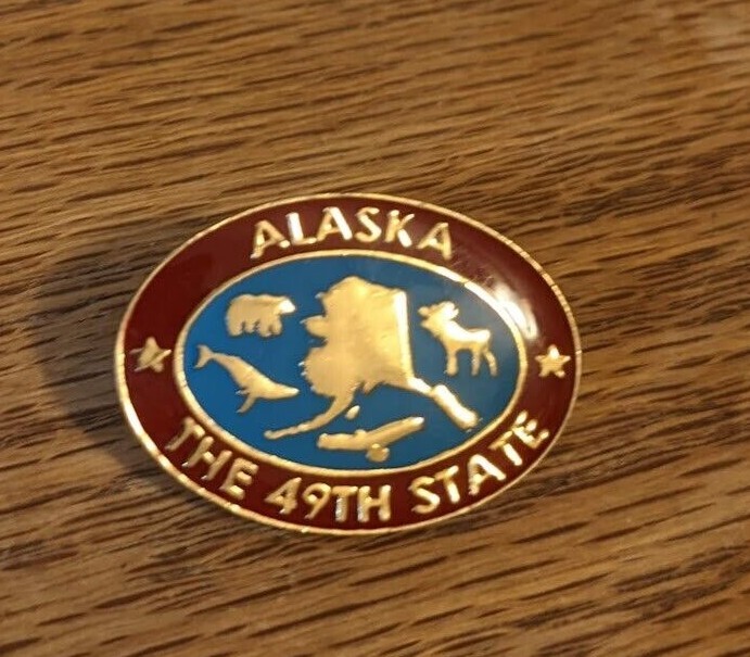 Alaska the 49th state Souvenir Pin Pinback Alaska  