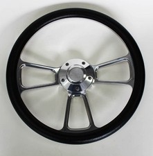 Black Billet Steering Wheel 14 Fits 70-73 C10 C20 Blazer Pick Up Bowtie Cap