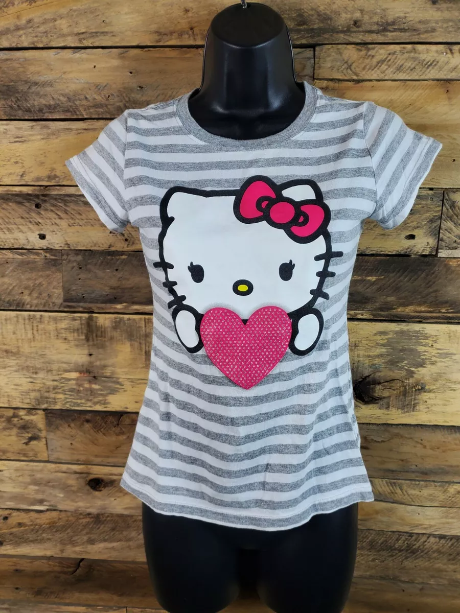 HELLO KITTY on Diamond- Girls lg - Long sleeve T-Shirt hoodie black and  pink.