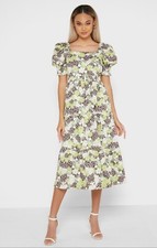 Ted Baker Maysiie Puff Sleeve Tiered Midi Belted Dress Size 2 UK 10 
