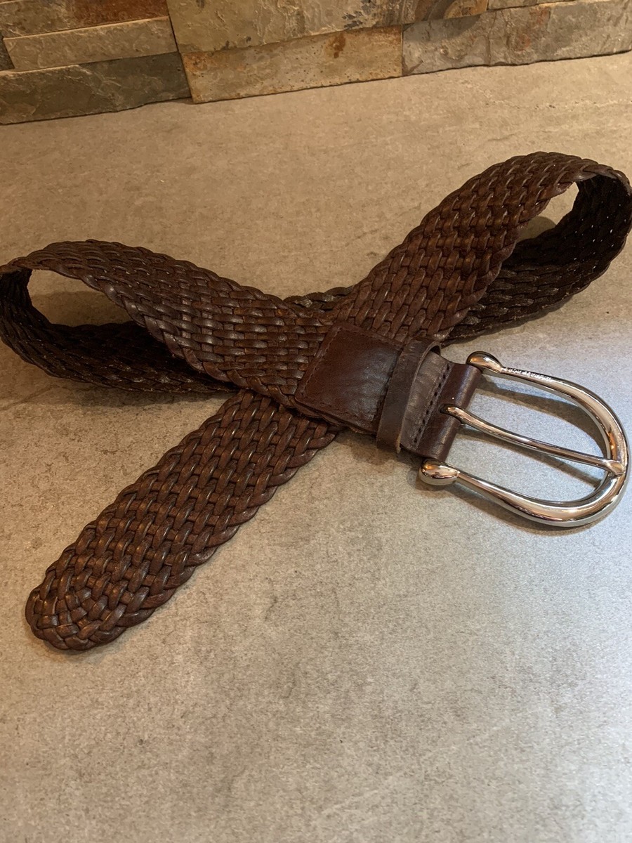 Womens Michael Michael Kors Brown Weave Braided Leather Belt  display picture 1
