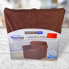 NEW: PERFECT FIT NEVERWET LIQUID & STAIN CHOCOLATE CHAIR COVER