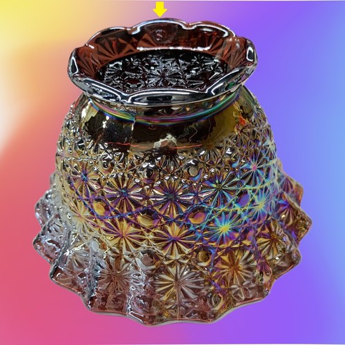 LE Smith Iridescent Amethyst Carnival Glass Ruffled Edge Daisy and