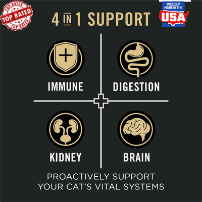 Senior Cat Food Salmon Rice Kibble 4-in-1 Healthy Immune Digestive Support New