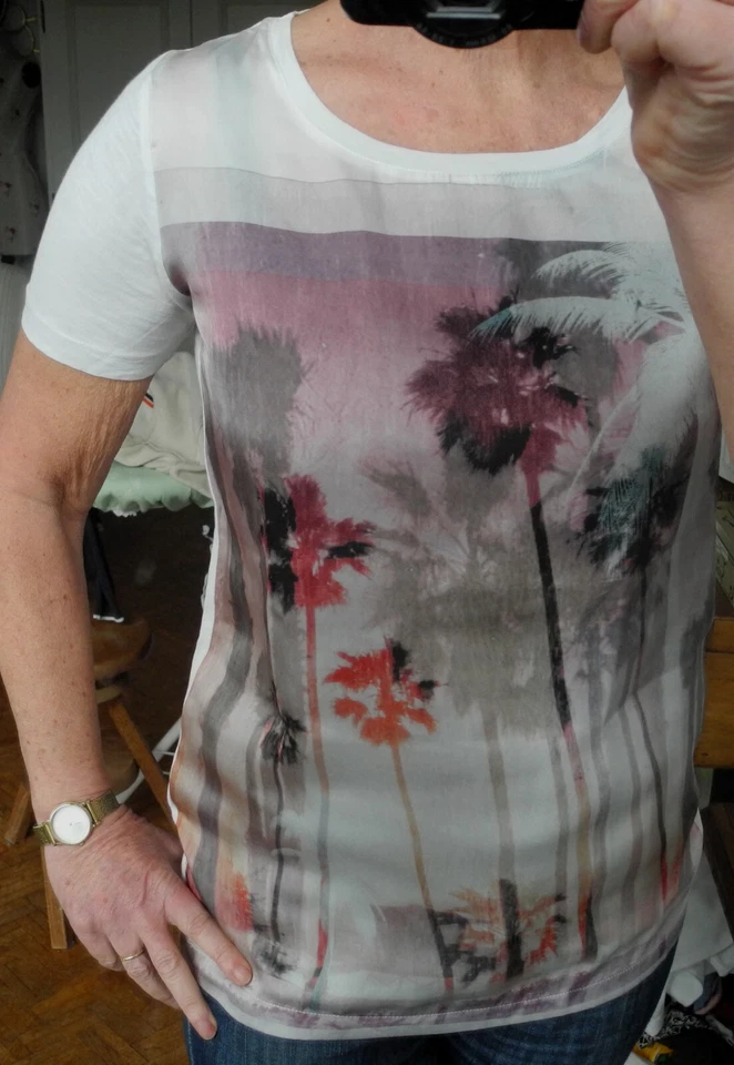 Tee shirt CAROLL 36 blanc devant motif palmiers - Photo 3/4