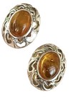 Vintage Oval Baltic Amber Sterling Silver Clip On Earrings 1.5”L 20 Gr. — photo 3