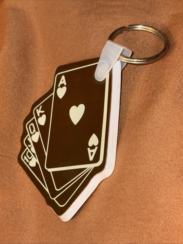 Unique Rubberized Plastic “Royal Flush” Ace Flower & Gift Shoppe Keychain