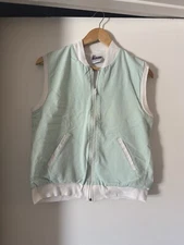 Vintage felco blue striped zip up vest size medium 