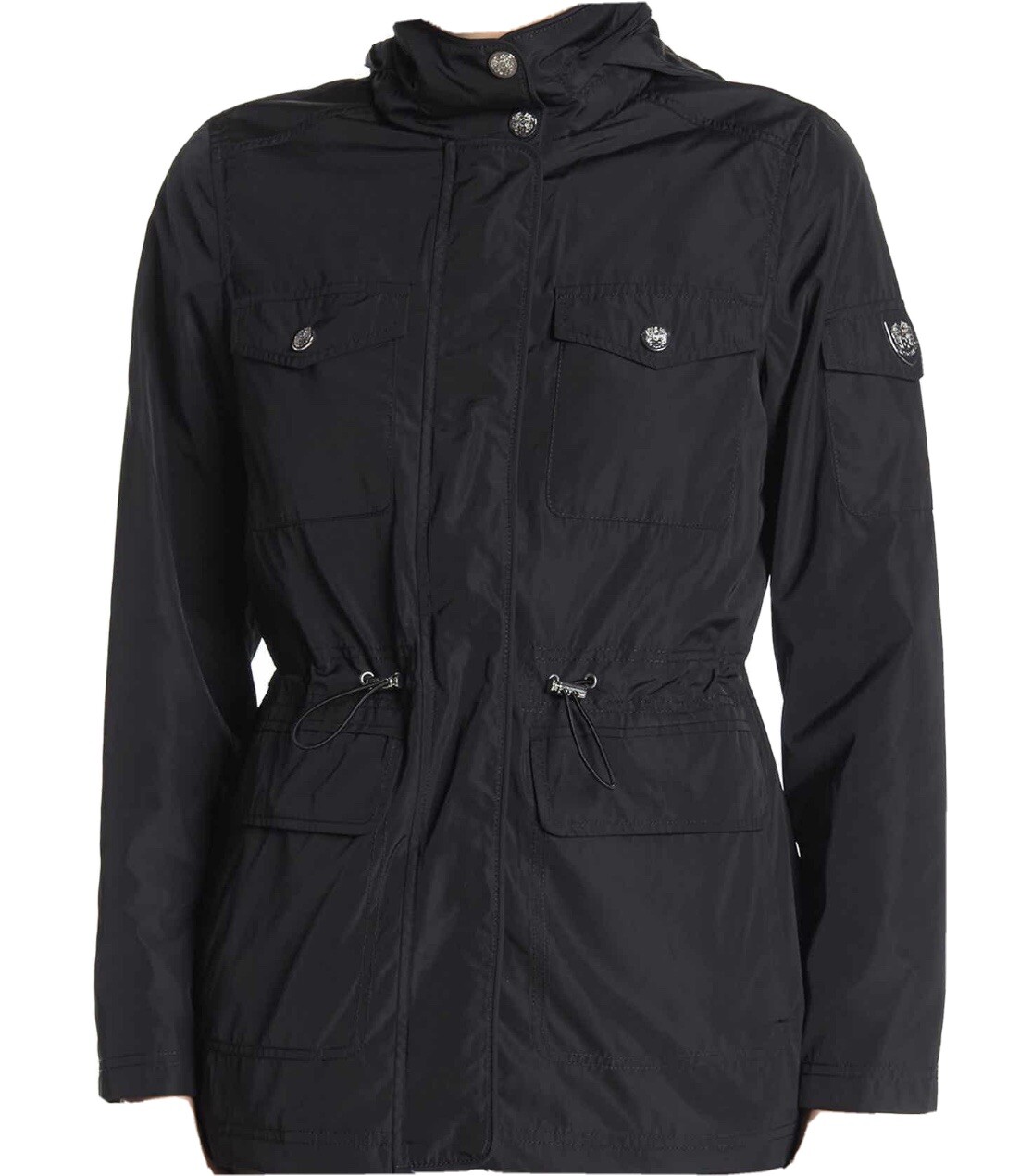 cinched waist rain coat