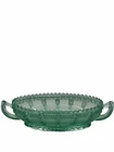 IMPERIAL GLASS-OHIO Rare Beaded Block Green Uranium Vaseline Relish Pickle Dish