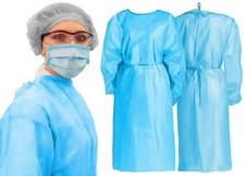 10x Einmalkittel OP Kittel Easy Standard blau Einweg- Schutzkittel Vlieskittel