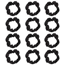 12Pcs Satin Hair Scrunchies, Black Scrunchies Hair Ties Elastic Hair Bands Po...