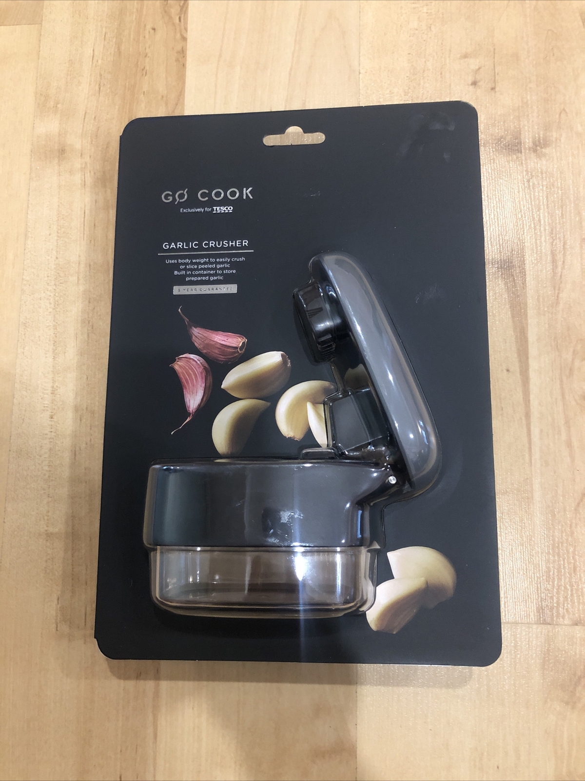 Go Cook Garlic Crusher - Uses Body Weight to easily Crush Or Slice Peeled Garlic