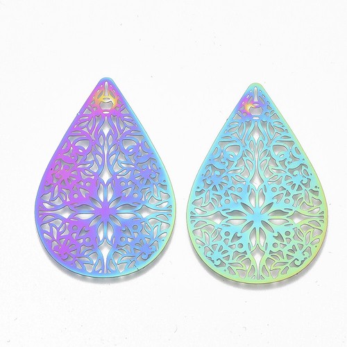 50pcs Multi-color 201 Stainless Steel Filigree Pendants Dangle Charms 35~98.5mm - Picture 8 of 61