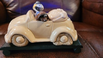 Vintage Kato Kogei Rare Robber With Dog In VW Bug W/Flat TIre Piggy Bank Japan
