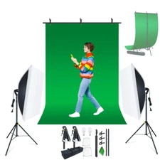 LINCO T-Shape Backdrop Stand 2 Softbox LED Photo Studio Lighting Kit with Bag