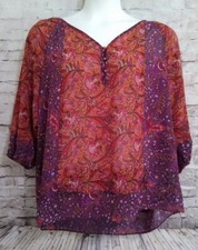 Chaps Floral Paisley Boho Top XL