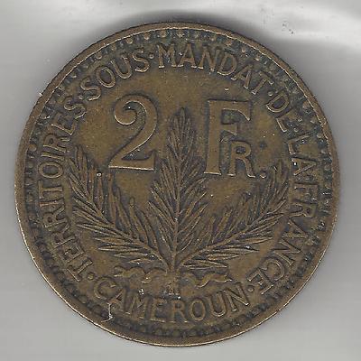 フランス領カメルーン、1925 CAMEROON, FRENCH MANDATE, 1925(a), 2 FRANCS, KM#3, ALUMINUM-BRONZE