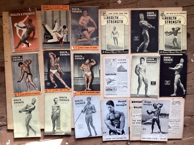 Job Lot of 19 Health and Strength BodybuildingMagazines from 1940s, 1950s, 1960s