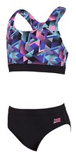 Zoggs Kitch Chaos Muscle Girls 2 Piece Crop Top  Shorts Swimwear