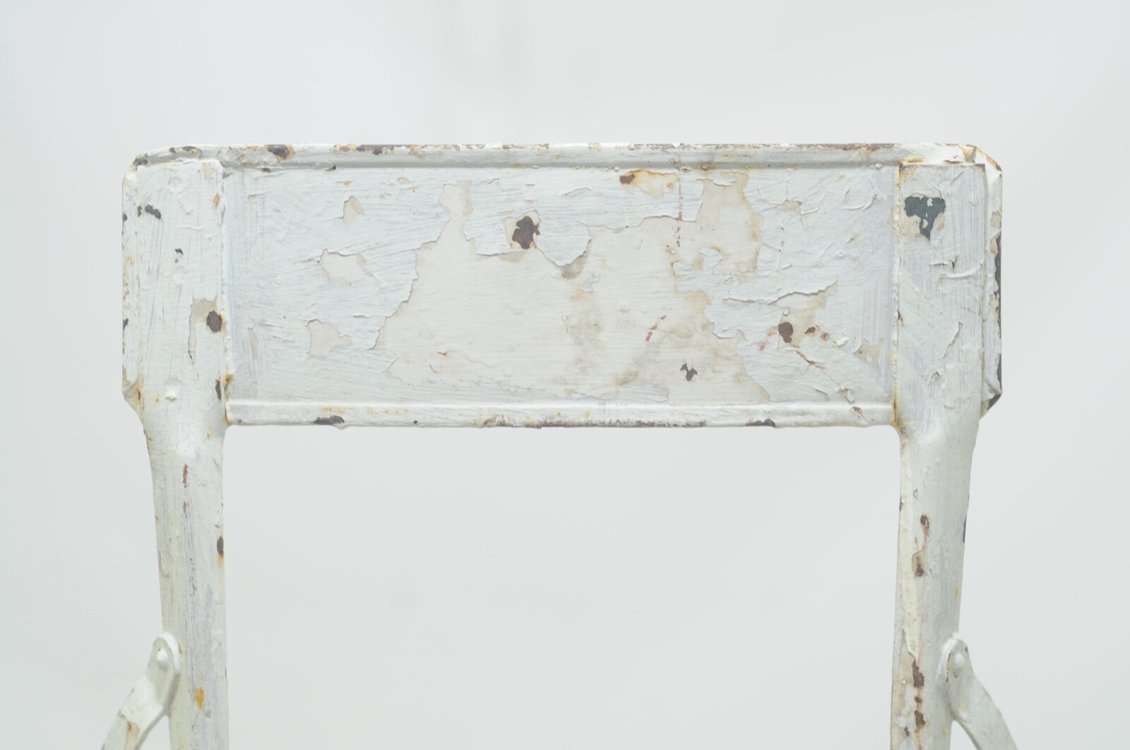 Vintage 1940's Heavy Steel Chair Industrial Metal Steampunk White Chippy Chair