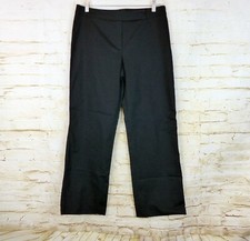 Escada Tailored Pants Womens 42 Black Cotton Wide Leg Altered Waist Hem 32 X 28