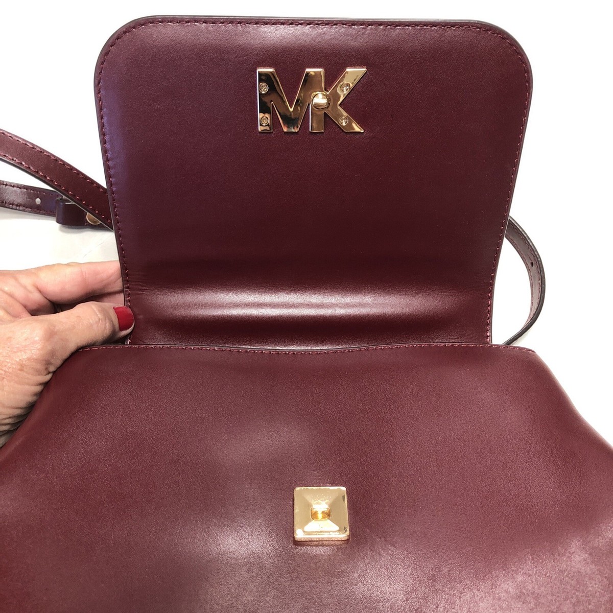 MICHAEL Michael Kors Maroon Mott Backpack MICHAEL Kors MOTT Chain Leather Backpack Bag Burgundy Maroon  main image 2