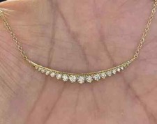 1Ct Round Lab Created Diamond Bar Pendant Necklace Womens 14K Yellow Gold Plated