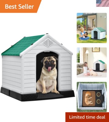 Insulated Outdoor Dog House for Small Medium Breeds Durable Plastic  Shelter