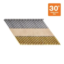 Strip Collated 30 Deg Framing Nails 3" Bright Coated Smooth Shank - 250 Count