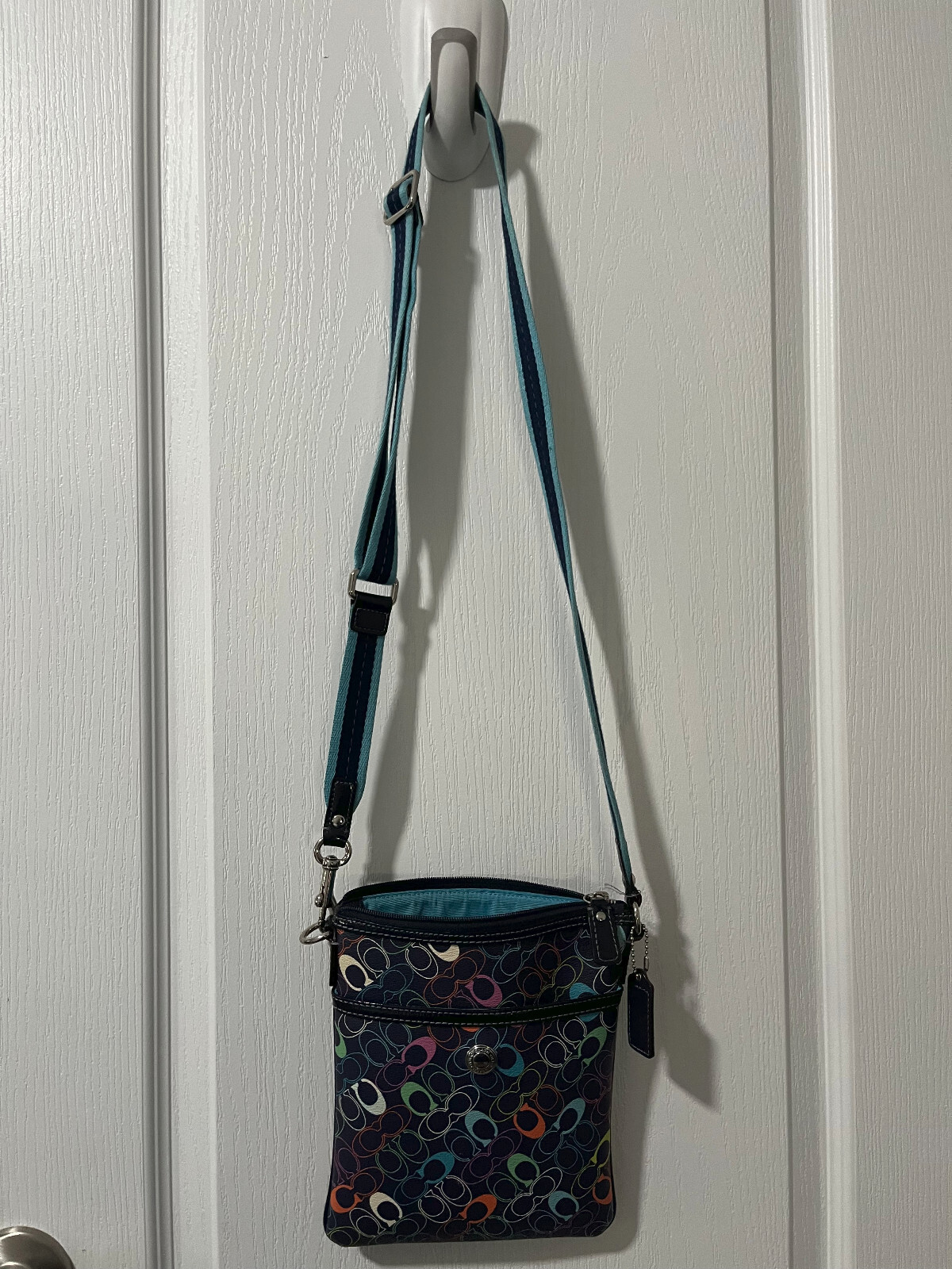 Coach Crossbody Bag Signature Coated Fabric Blue & Mu… Gem
