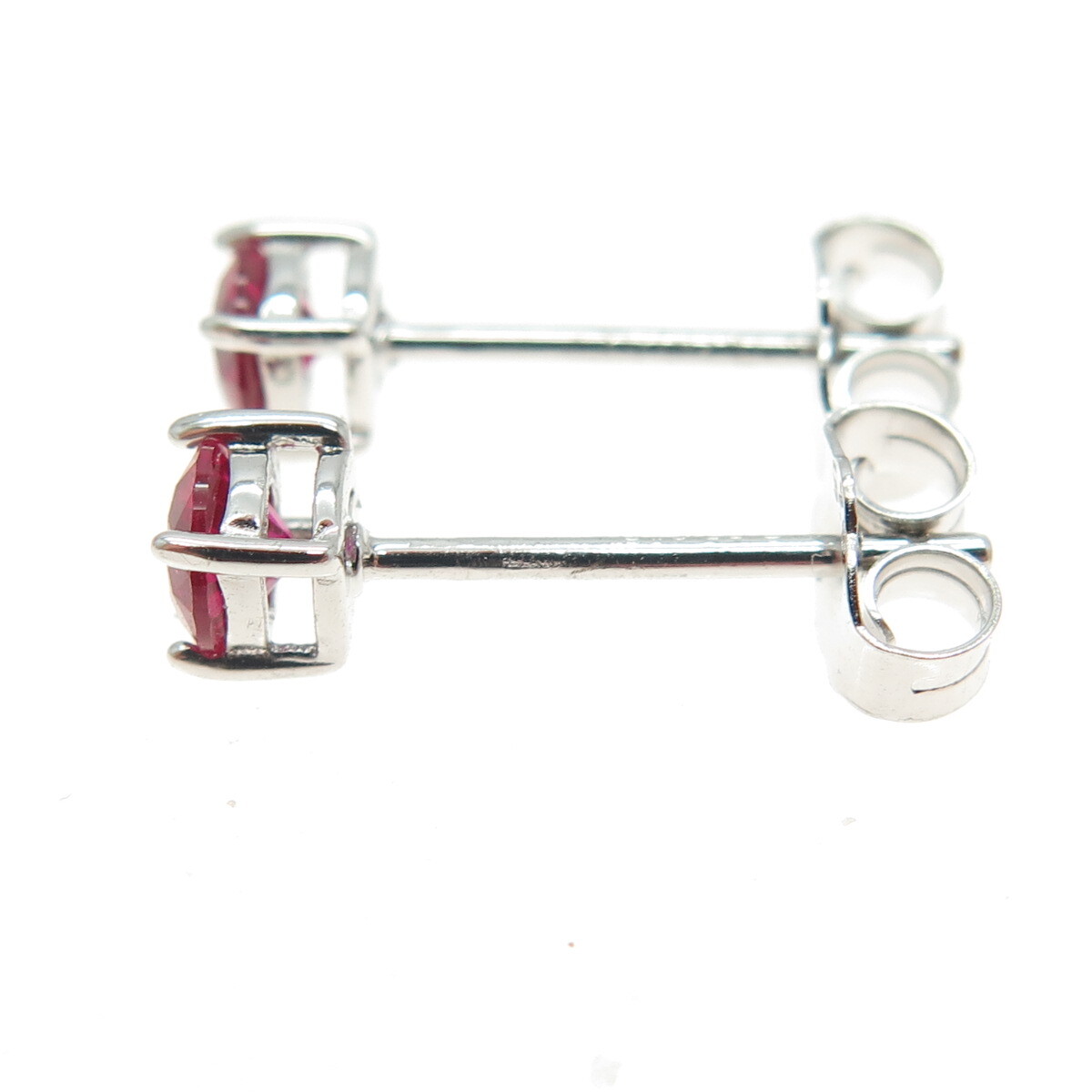 925 Sterling Silver Lab-Created Ruby Stud Earrings - image 5