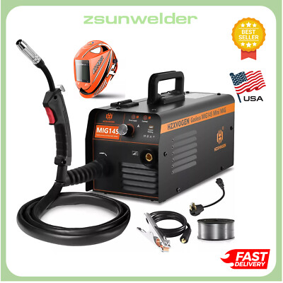 145A Gasless MIG Welder with Helmet , Flux Core IGBT Inverter Welding Machine