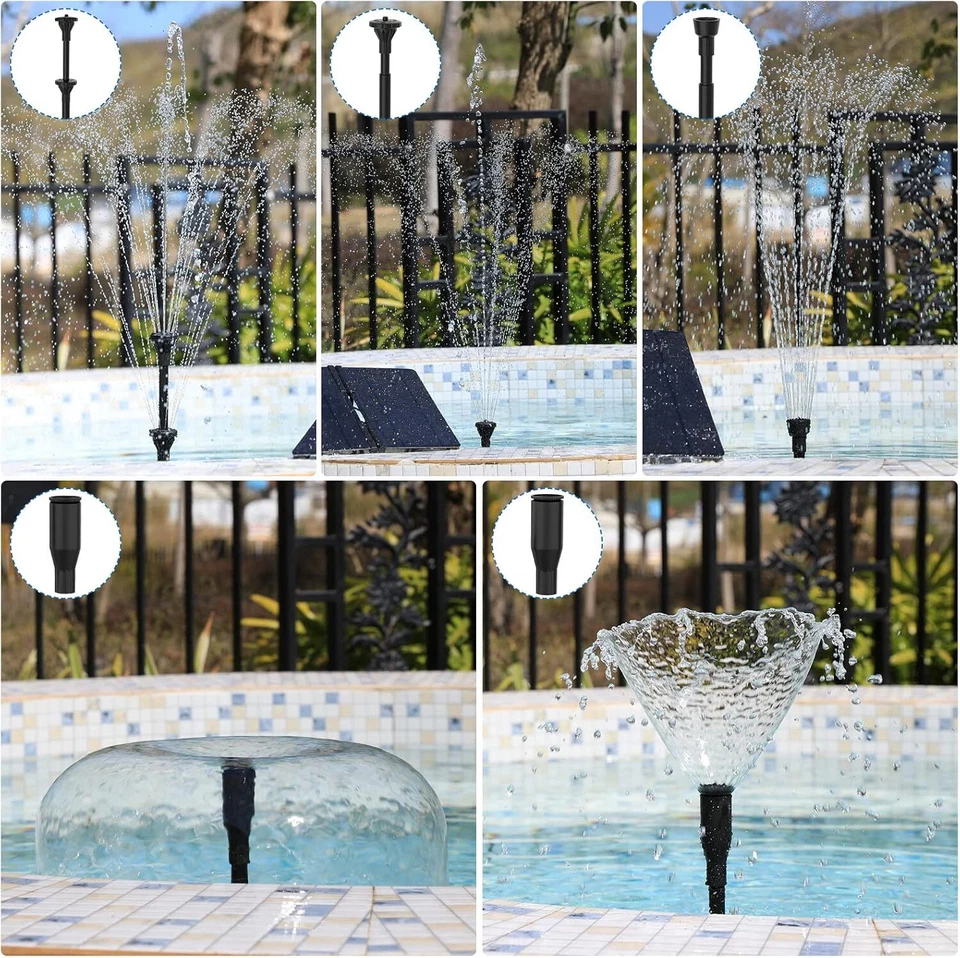 20W Solar Powered Water Fountain Pump with 6 Nozzle,for Ponds,Pool and Fish Tank - Image 3 of 4