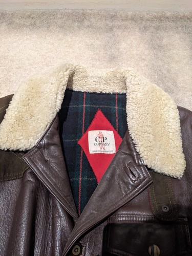 CP Company dark Brown vintage leather Hunting Jacket - Picture 6 of 10