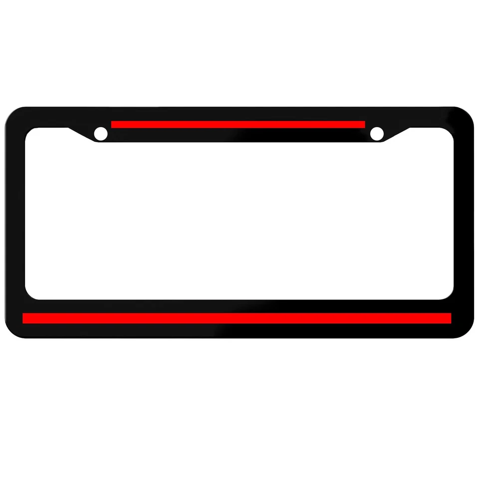 Juego de marco de matrícula automática de metal línea roja delgada universal para la mayoría de los vehículos EE. UU. Foto 2 de 4