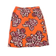 Anthropologie Maeve Orange Wine White Floral Pencil Skirt Size 2 Zip Back