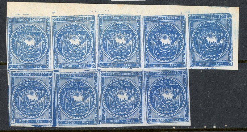 Ecuador 2 Rivadeneira Counterfeit Block of 9 MNG