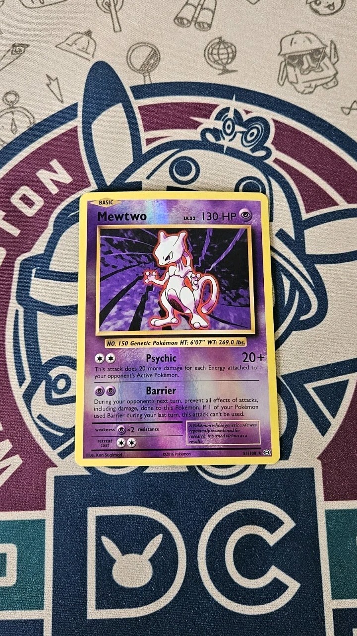 Mewtwo 51/108 Reverse Holo Rare Evolutions XY Pokemon Card - Near Mint