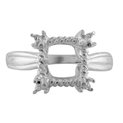 Semi Mount 925 Sterling Silver Ring 9 MM Cushion Solitaire Women Wedding Ring