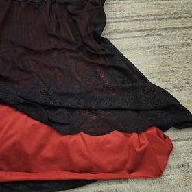 Lise Charmel 80B Babydoll Dress Red Black Lace Mesh Sleeveless Underwired Sheer