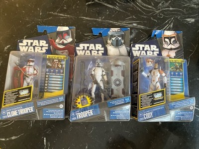 3 Star Wars Action Figuren, Cody, Tropper, Clone Tropper, mit Karten, Hasbro