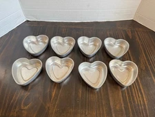 Jello Molds Heart Shaped Vintage Lot Of 8 Aluminum  Tins