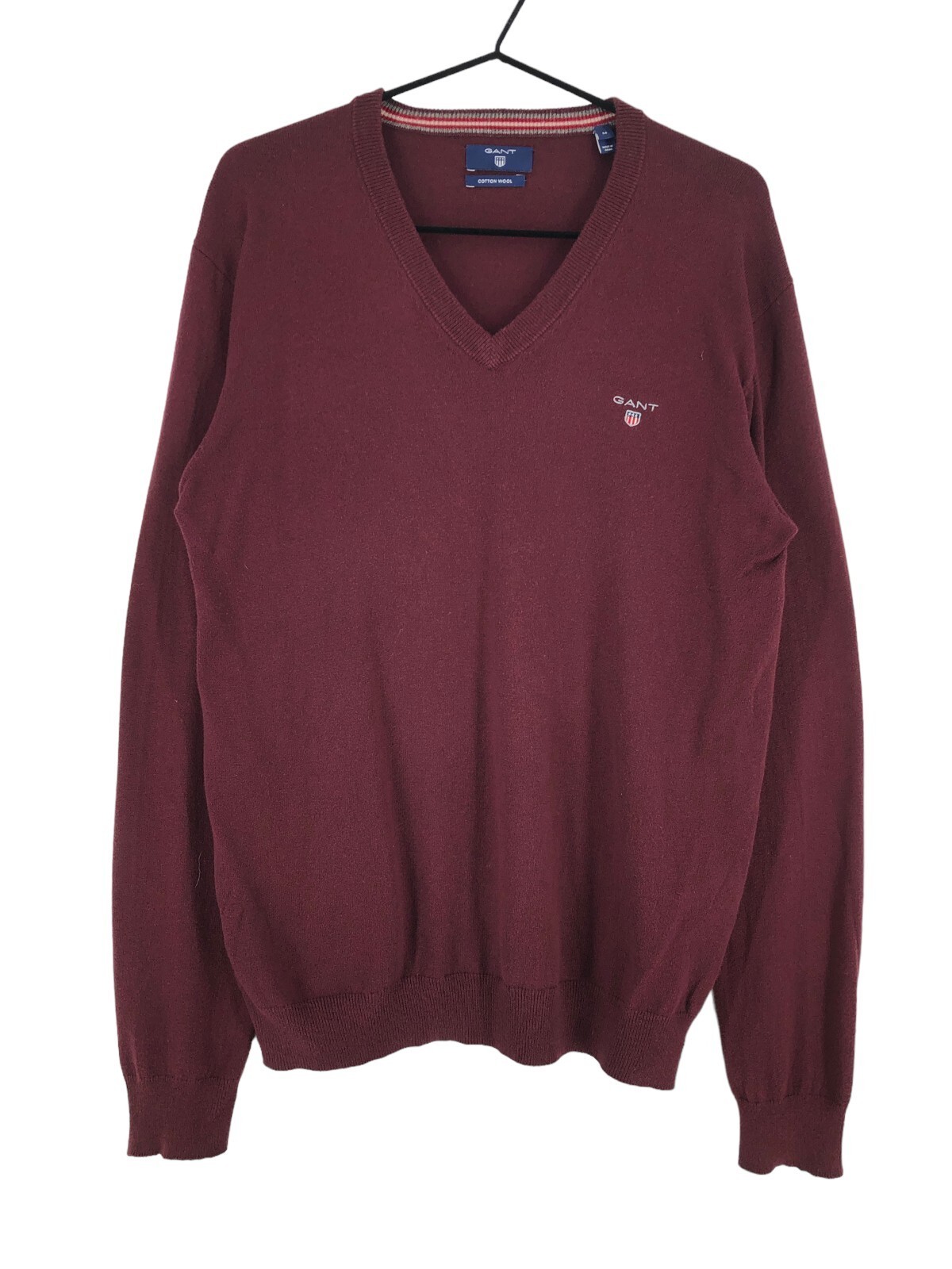 GANT Jumper Pullover Sweater Men Cotton Wool V-Neck Size M