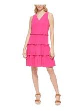 TOMMY HILFIGER Womens Pink Lined Pullover Sleeveless Shift Dress 8