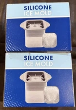New Silicone Big Ice Cubed Maker Cube Molds Whiskey Ball Cocktails Set Of 2